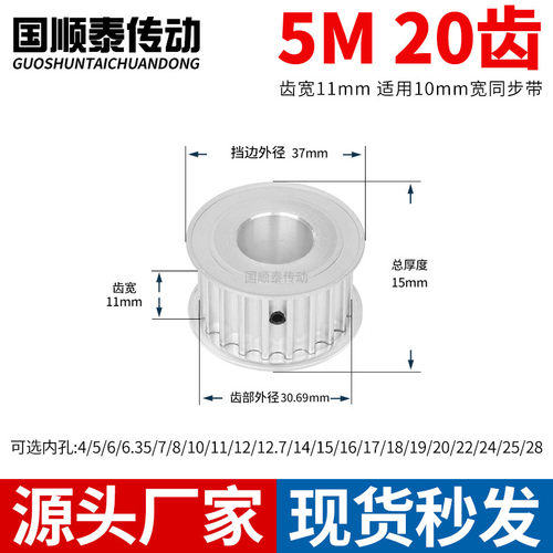 现货同步轮5M20齿AF齿宽11总厚15