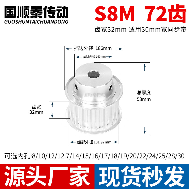 现货同步轮S8M72齿B齿宽32总厚53