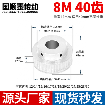 现货同步轮8M40齿BF齿宽42总厚64