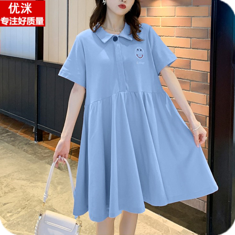 胖女童连衣裙夏季胖女孩加肥加大码15岁初中学生韩版宽松显瘦裙子
