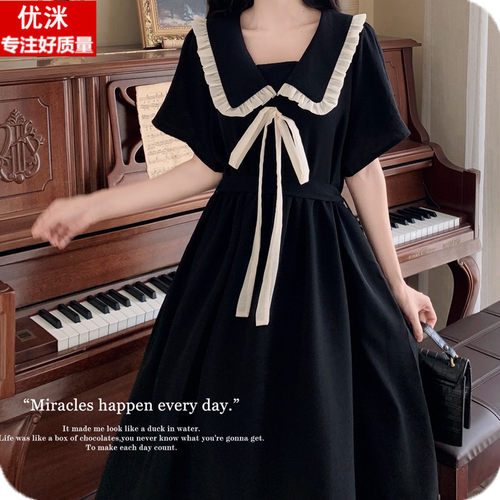 学院夏季女孩宽松大码甜美连衣裙