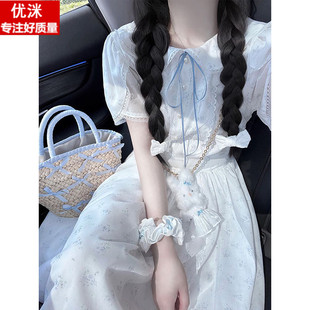 甜美连衣裙夏季 女大童法式 学院风可爱初中女孩森系小清新碎花裙子