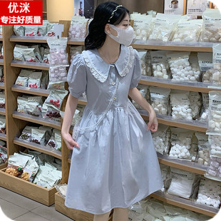 初中生学院风甜美可爱公主裙子少女孩森系娃娃领 女大童连衣裙夏季