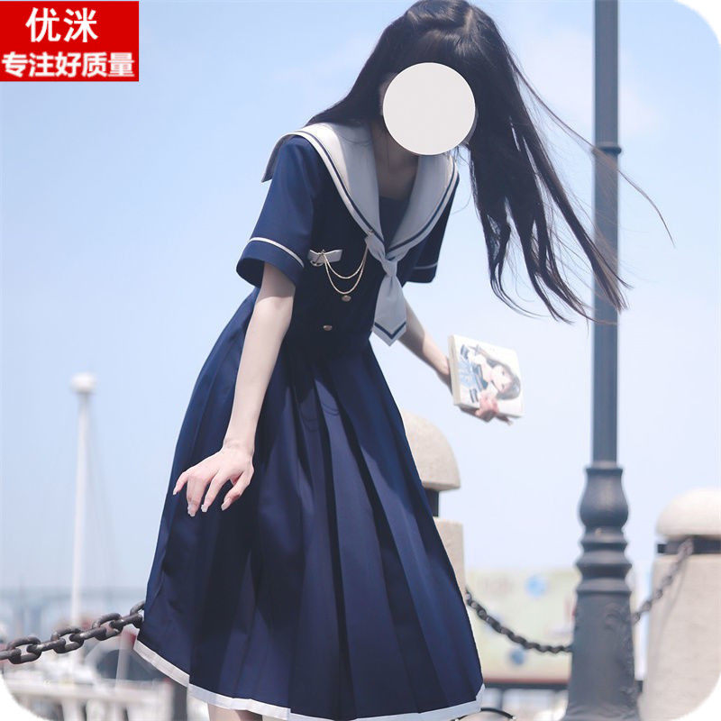 甜美夏季女大童日系学院风连衣裙图片