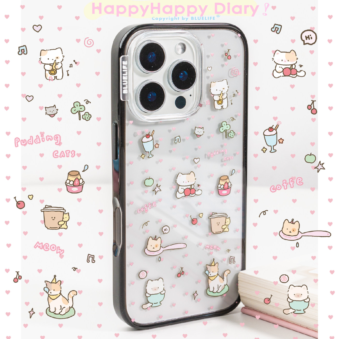 BLUELIFE 小心心猫咪贝贝壳适用iphone18promax 苹果17pro 16双层原创手机壳保护套