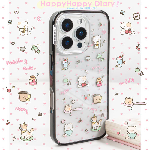 BLUELIFE 小心心猫咪贝贝壳适用iphone17promax 苹果16pro 15双层原创手机壳保护套