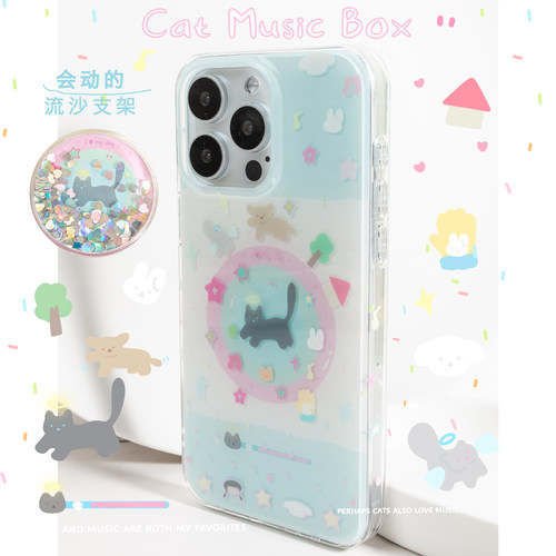 苹果iphone16pro双层猫咪手机壳