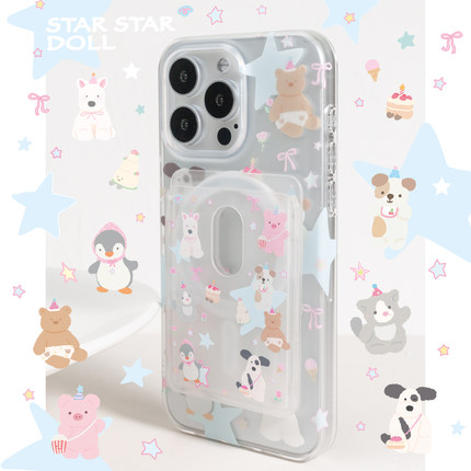 BLUELIFE jc同款星星磁吸玩偶适用iphone16promax 15苹果14pro 14plus 双层原创手机壳保护套
