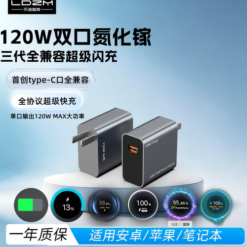 乐迪智美三代120W氮化镓充电器PD