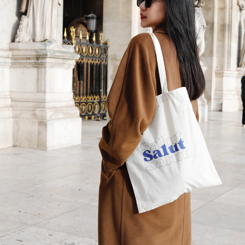 chez 7 | 原创设计【salut】法语小众帆布包ins风百搭学生大容量