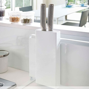 山崎实业YAMAZAKI日本免打孔厨房瓷砖粘贴磁吸悬挂沥水菜刀收纳盒