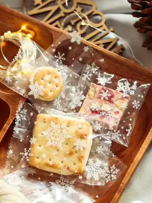 100 Christmas Nougat Cookie Cookies Packing Machine Seal Bag Bake Handmade DIY Snowflake Crisp Bag