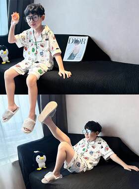 夏季薄款云朵棉短袖十九岁十周岁小狗儿童男孩高中五岁六男童睡衣