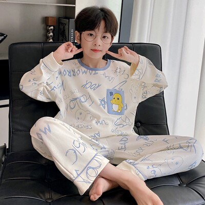 儿童睡衣男孩春秋季长袖十三周岁潮保暖装可爱图案空调服冬天春天