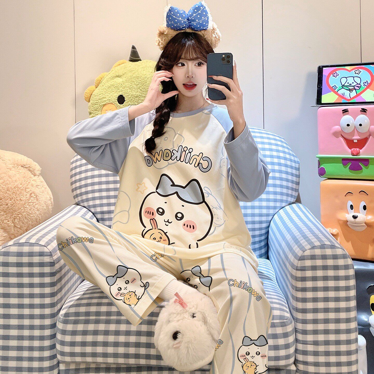 女童睡衣女孩纯棉长袖春秋季保暖家居服套装