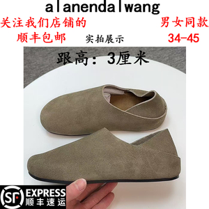 莞产全牛皮，row风穆勒鞋春季新款男女复古厚底勃肯懒人真皮单鞋