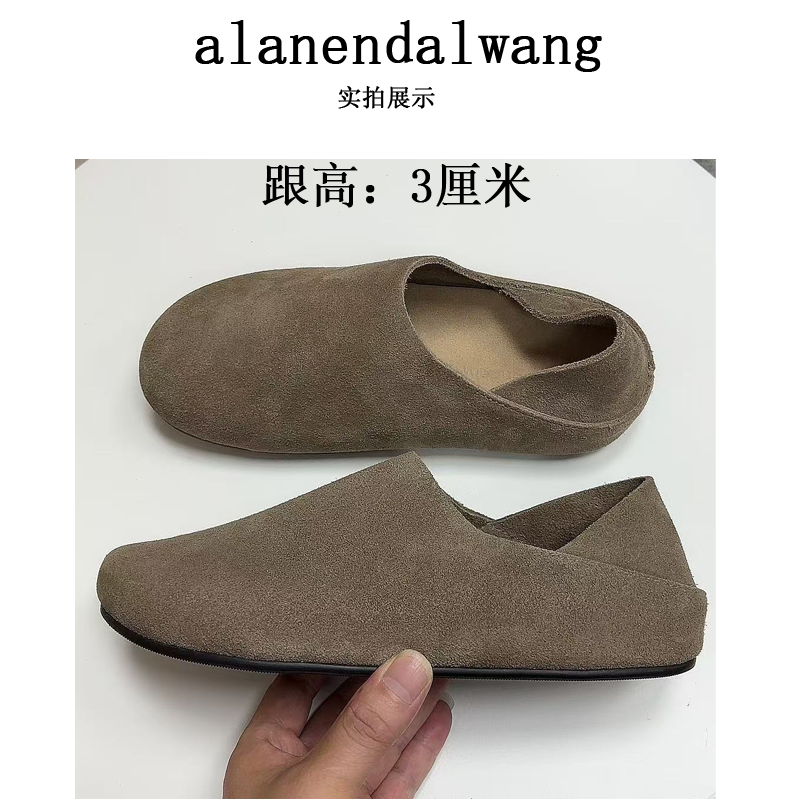 莞产全牛皮，row风穆勒鞋春季新款男女复古厚底勃肯懒人真皮单鞋