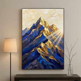 当代重彩厚涂蓝金轻奢主义表现主义风景纯手绘油画 蓝金宏图