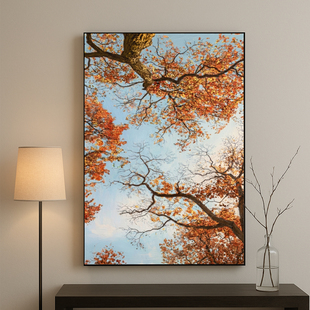 现代印象派厚涂风景色彩主义纯手绘油画 参天锦绣