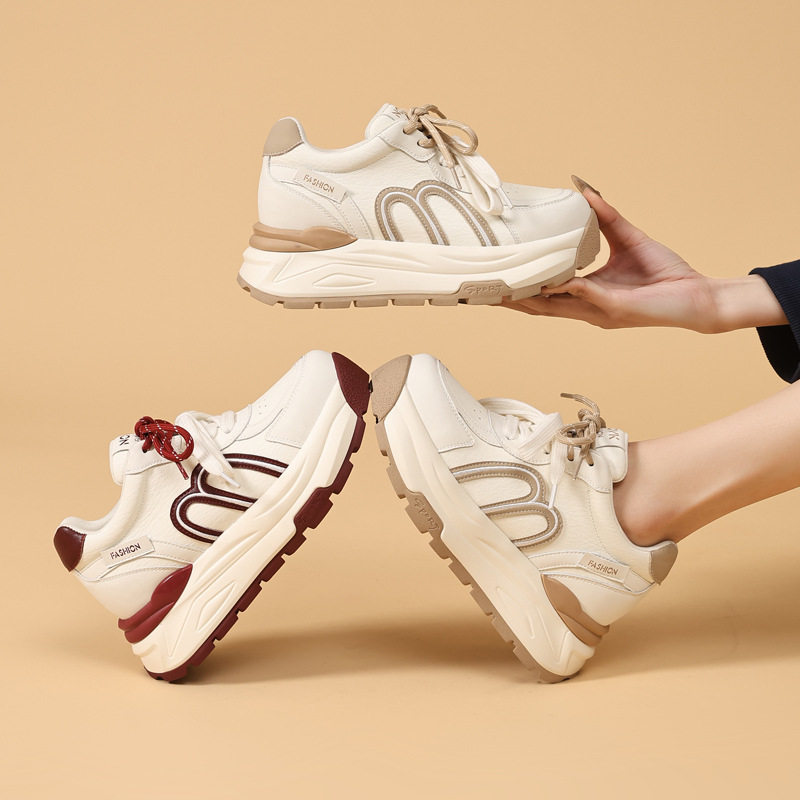 厚底内增高老爹鞋女2026春季新款鞋时尚轻便小白鞋百搭休闲运动鞋