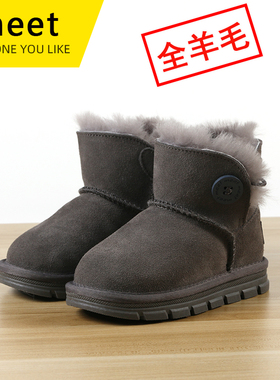 儿童雪地靴羊毛棉鞋男童鞋皮毛一体宝宝鞋冬季加绒加厚小童靴女