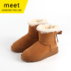 MEET羊皮毛一体雪地靴贝莉蝴蝶结短靴真皮防滑冬季 羊毛靴子女棉鞋