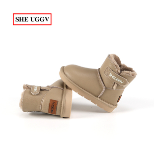 冬季防滑雪地靴加厚加绒宝宝棉鞋男童防水靴子女童短靴保暖鞋童靴