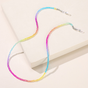 彩色水晶渐变眼镜链口罩挂链彩色串珠耳机墨镜装 链 饰挂绳简约时尚