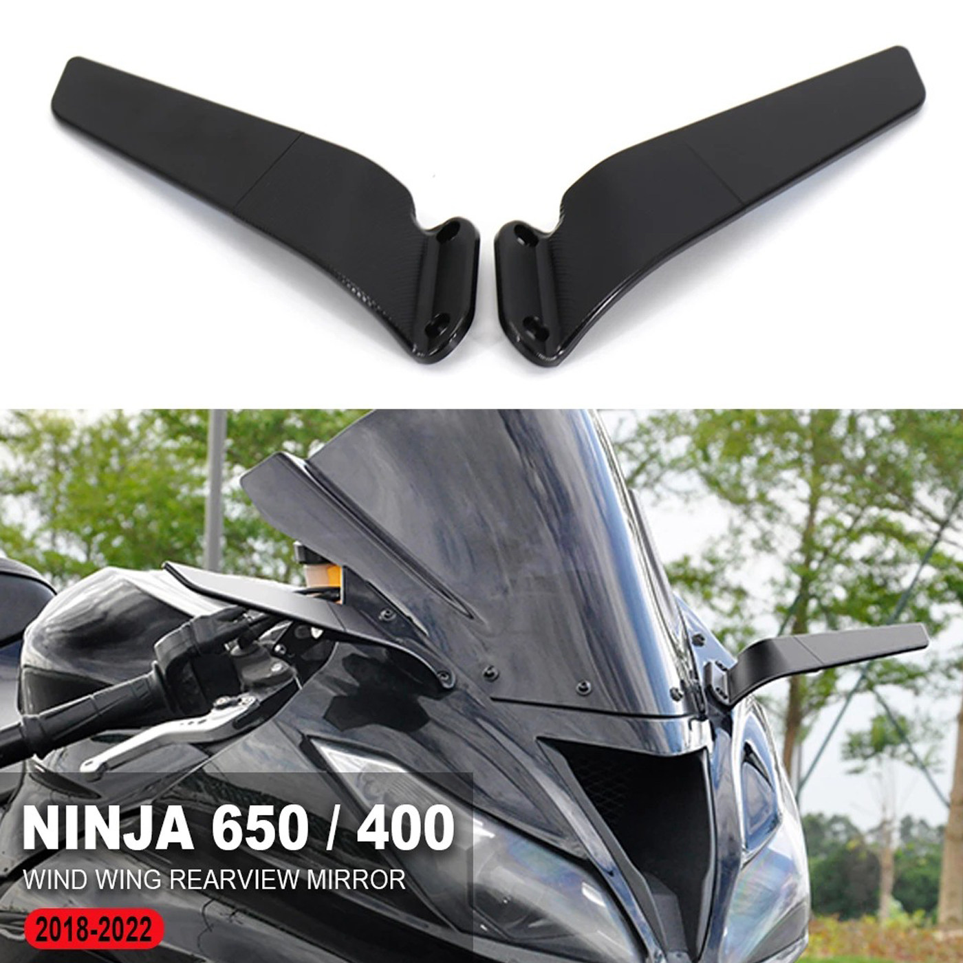 适用于川崎Kawasaki Ninja400/650翼后视镜竞技定风翼后视镜18-22