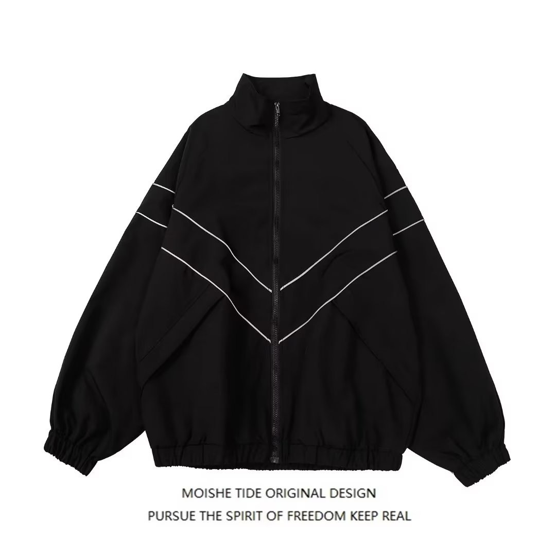 纯色反光休闲运动外套男春秋新款