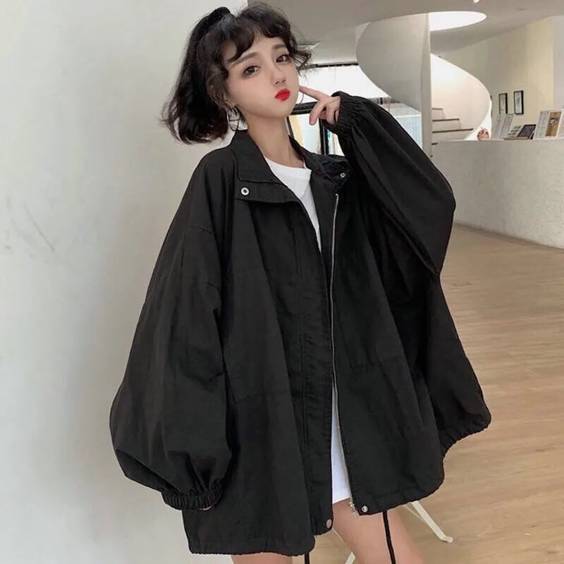 春秋新款vintage大码外套女宽松时尚ins潮牌复古洋气学生上衣chic