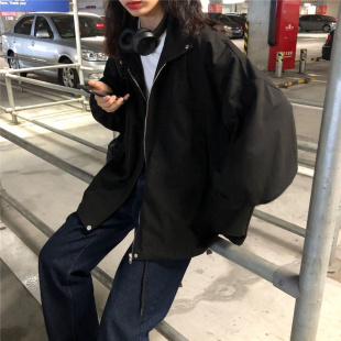 工装外套女装韩版春季新款2024年纯色休闲宽松学生夹克短外套上衣