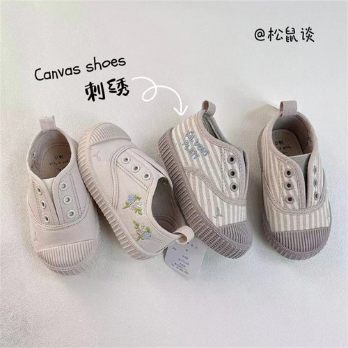 儿童帆布鞋幼儿园鞋一脚蹬软底