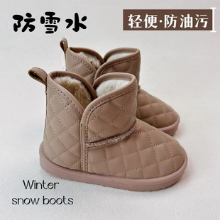 三防儿童雪地靴防水男女童皮靴加绒棉靴短靴冬季保暖棉鞋轻便软底
