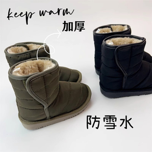 防雪水儿童雪地靴加厚男女童加厚棉靴加绒滑雪靴魔术贴防滑