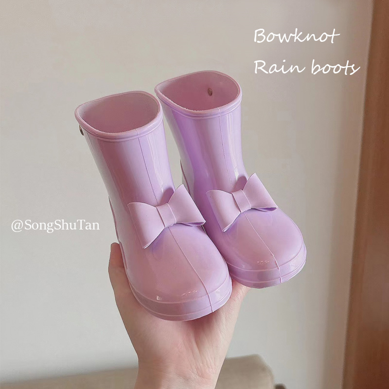 女童蝴蝶结雨靴公主雨鞋防滑软底
