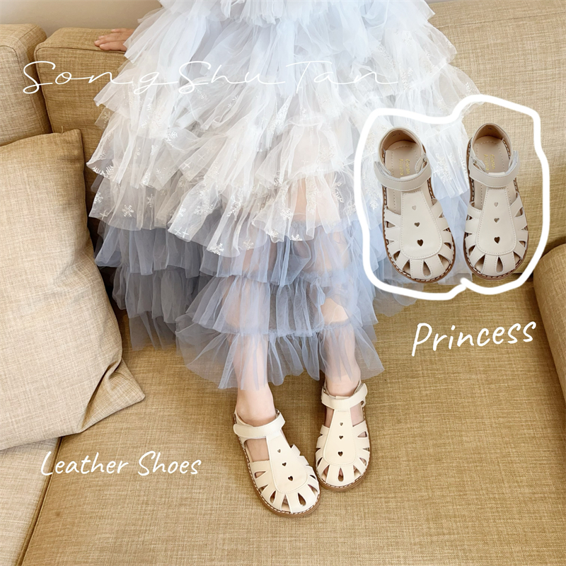 真牛皮女童凉鞋包头儿童森系白色公主鞋洛丽塔镂空时装罗马鞋软底,童鞋/婴儿鞋/亲子鞋,凉鞋,淘宝优惠券,粉丝福利购,淘宝优惠卷