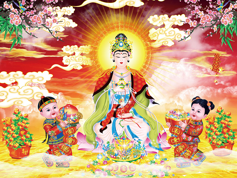 高清观世音菩萨装饰画人物名画十字绣国画电子版jpg格式图片素材G