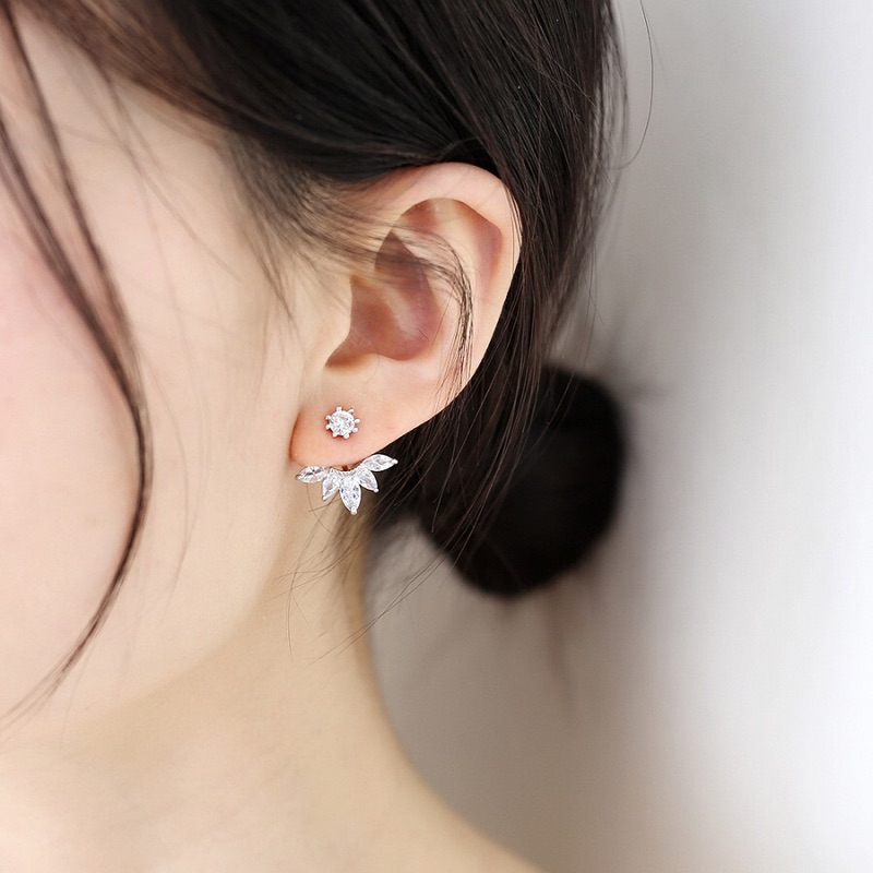 tlz韩国精致镶锆石s925银针耳环