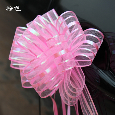 扎花雪纱绸布丝带蝴蝶结手拉花彩带抽花蝴蝶结 雪纱球花 鲜花材料