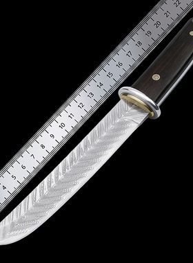 高端重装大马士革户外刀具野外露营登山钓鱼刀排障刀高硬度直刀