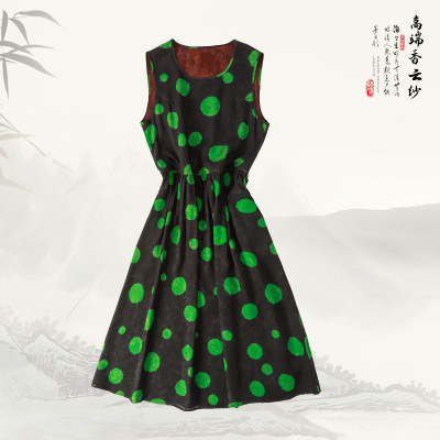 【柳绿兮兮】品牌新款香云纱复古新中式无袖连衣裙519025