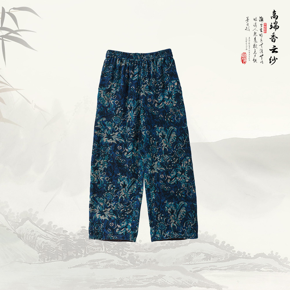 【非遗好物】品牌新款百搭松紧腰印花休闲宽松阔腿裤526212