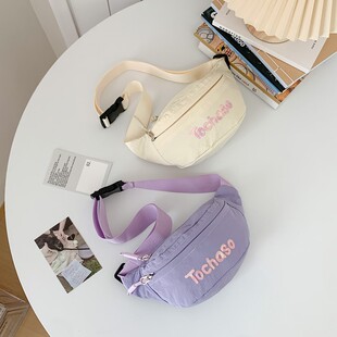 高颜值单肩斜挎包字母腰包女2026新款简约百搭少女休闲手机包胸包