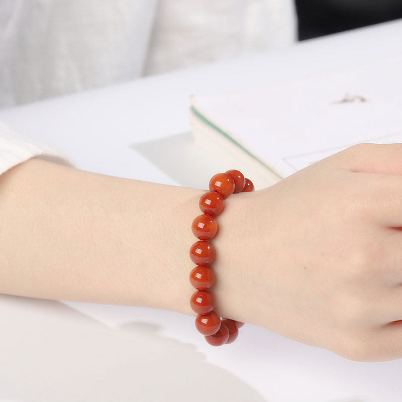 소장품 8A 남쪽 붉은 마노 팔찌 BAOSHAN 단일 원형 전체 빨간색 전체 육체 감 빨간색 팔찌 선물 인증서와 함께 제공