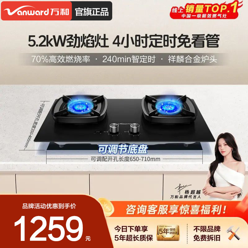 万和G9新品猛火燃气灶家用双灶定时天然气台嵌两用灶具炉灶旗舰店