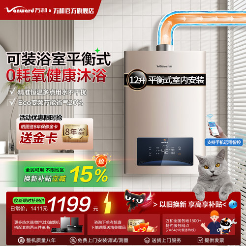 ECO节能|防CO+自带防电墙|可装浴室内