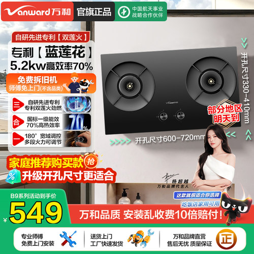 [拉长开孔尺寸]万和燃气灶家用天然气双灶液化气煤气灶具旗舰店B9