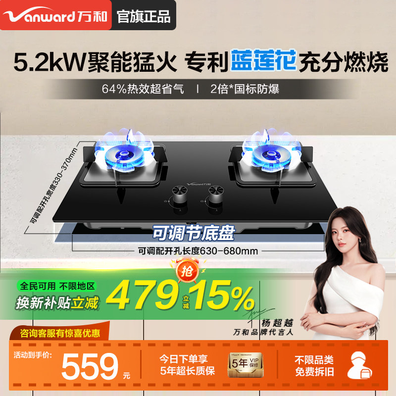 [以旧换新]万和天然气燃气灶煤气灶家用双灶B9台嵌入液化气灶具