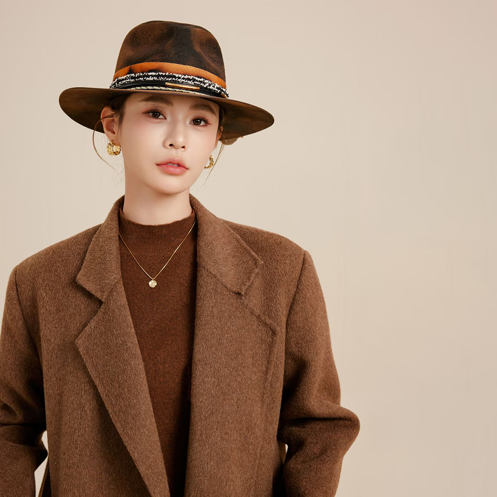 春秋冬季男女保暖巴拿马纯羊毛帽子英伦欧美经典复古宽檐大礼帽
